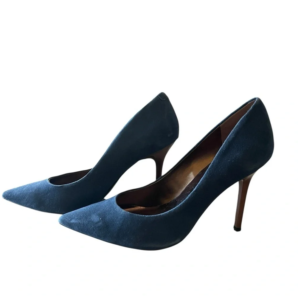 Guess Women’s Blue Leather Suede Point Toe Stiletto Pump Heels Shoes Size 9.5M